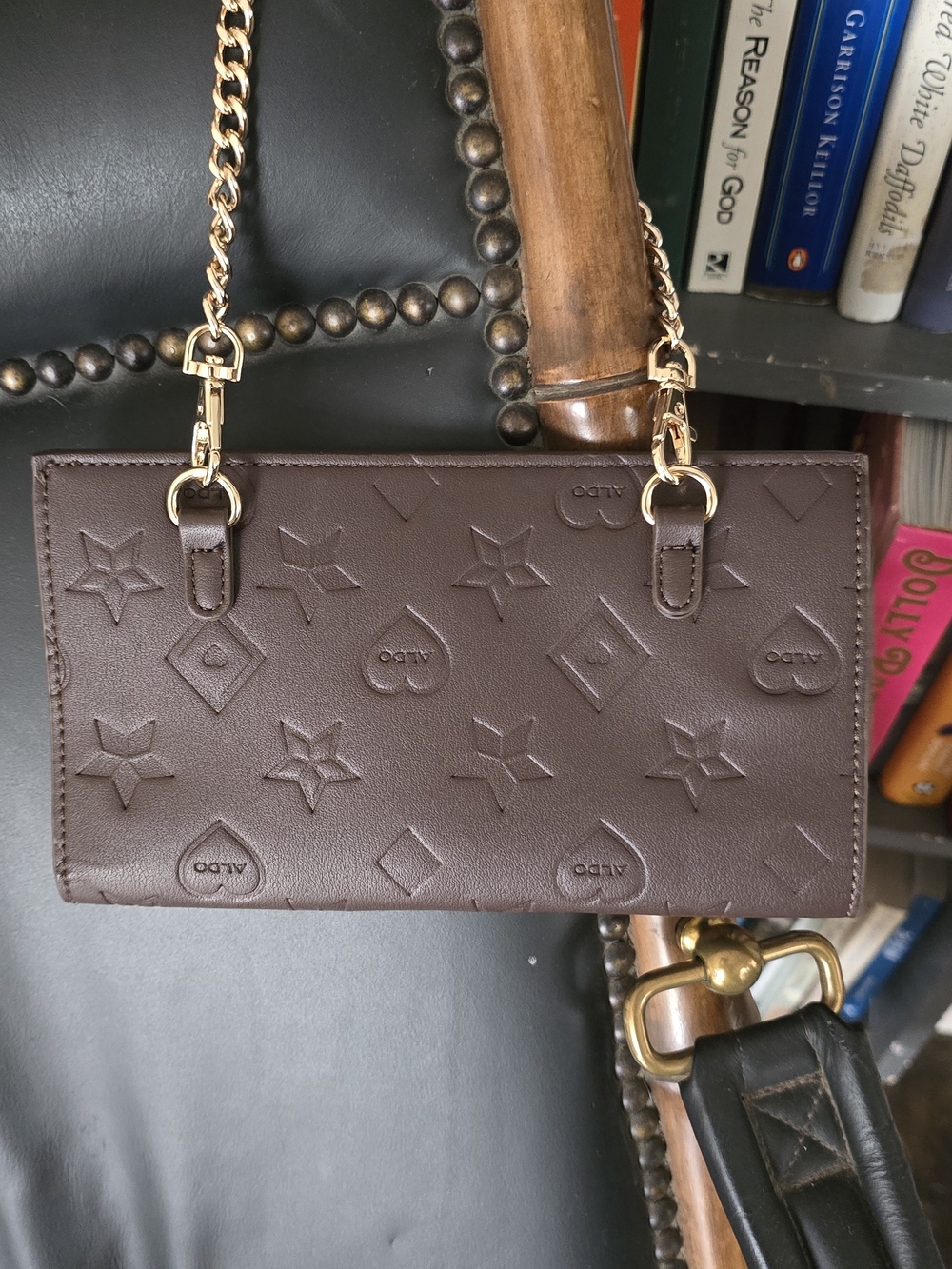 ALDO Brown Embossed Vegan Leather MiniBag with Gold Chain - Picture 4 of 4